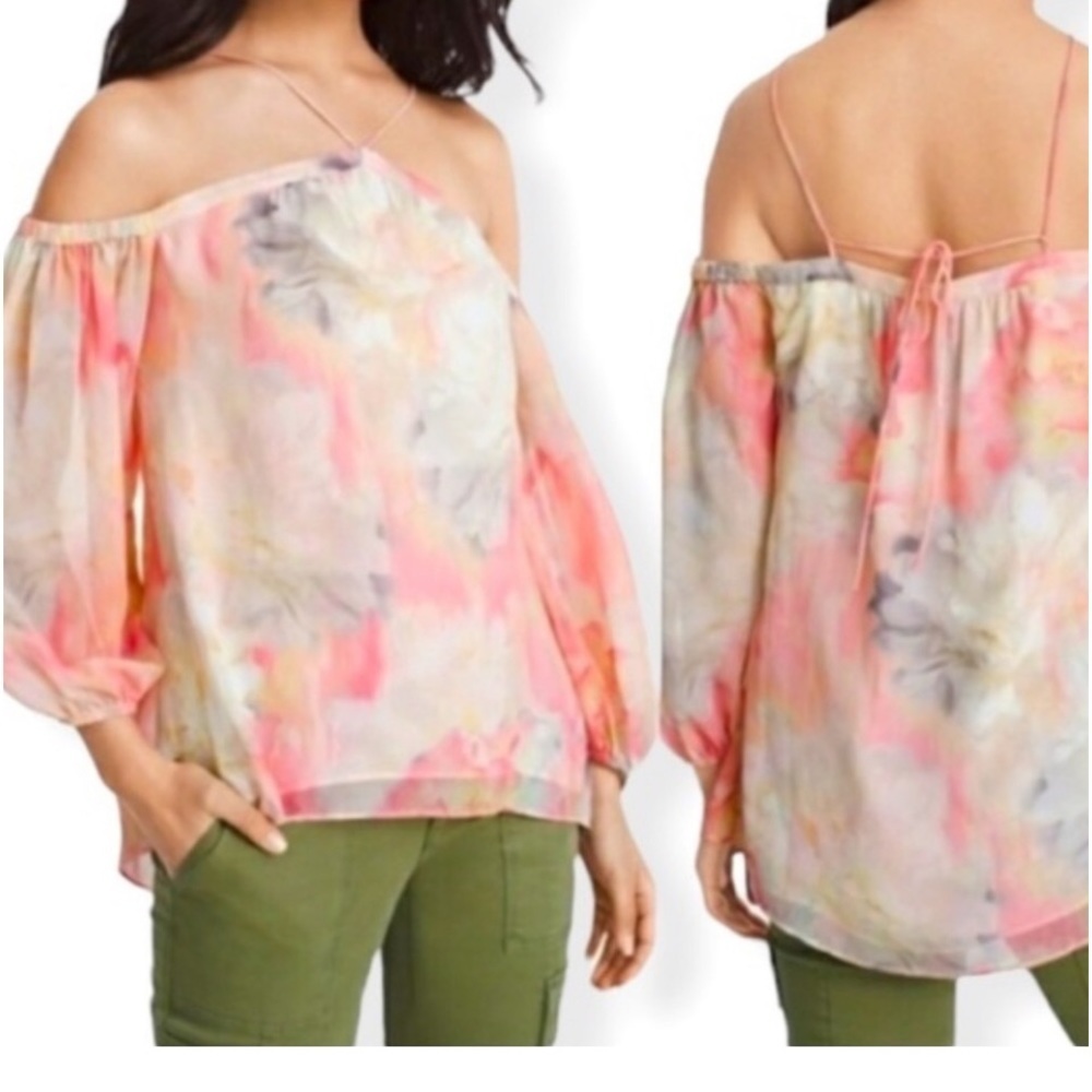 WHITE HOUSE BLACK MARKET Watercolor Blouse in Melon Ice NWT sz XL